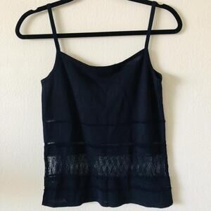 DKNY Beaded Camisole Navy Blue Lace Trim Size S - Used